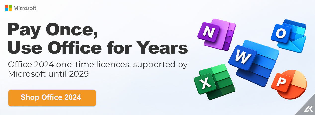 Pay once, use Office for years: Office 2024 one-time licences, supported by Microsoft until 2029.