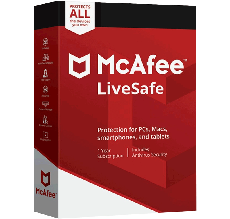 McAfee Livesafe 1 Year Unlimited Device