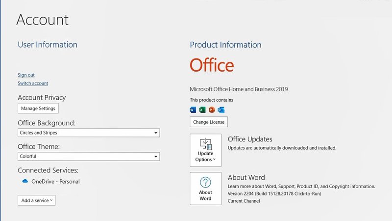 Microsoft Office Home & Business 2019 1 user (Mac)