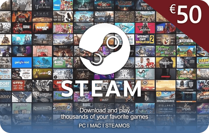 Buy Steam Wallet gift card cheaper! (50 € Steam Card)