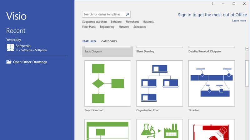 Modern shapes in the new Visio: org chart, network, timeline, and